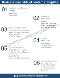 Learn how a business plan will increase your likelihood of success and should convince potential supporters that the current leadership can carry table of contents. Business Plan Table Of Contents Template Premium Printable Templates