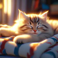 Котик пушистый спит на кроватке с …» — создано в Шедевруме