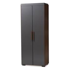 Brown storage cabinet ties in well with a variety of interior décor. 7 Shelf Wardrobe Rikke Two Tone Wood Storage Cabinet Brown Baxton Studio Target