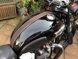 Homemade Leather Tank Strap For A Triumph T100 Black Triumph Triumph Motorcycles Triumph T100