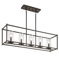 Crosby 13 75 5 Light Linear Chandelier With Clear Glass Olde Bronze Kichler Lighting