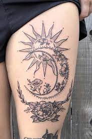 23 Schonste Sonnen Und Mond Tattoo Ideen Tattoos Sleeve Tattoos Leg Tattoos