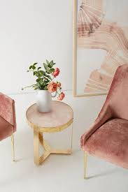 Modern, traditional, eclectic, rustic, glam, farmhouse, country Lirit Pink Quartz Hammered Brass Side Table