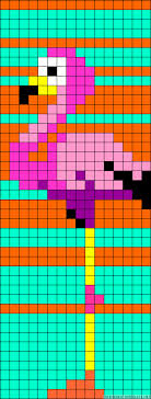 Retro Flamingo Pattern Chart For Cross Stitch Knitting