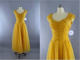 Vintage Chiffon Dress Emma Domb Formal Cocktail Party Yellow Vintage Dress Dresses Formal Dresses