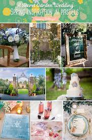 Young couple of newlyweds kissing in spring garden. A Secret Garden Wedding Theme Spring Inspiration In Pastels