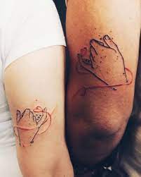 Pinky Swear Date Heart Back Of Arm Tattoos Husband And Wife Tattoos White Shirt Finger Tattoos For Couples Couple Tattoos Matching Couple Tattoos