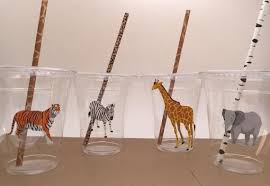 Safari Party Supplies Safari Plastic Cups With Straws Zoo Etsy Safari Party Supplies Safari Party Zoo Animal Party