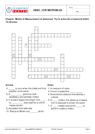 Class 6 Science Crossword Puzzle Motion And Measurements In 2020 Crossword Puzzle Crossword Science Worksheets