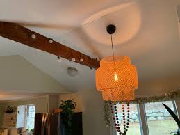 Ceiling light fixture cover plate. Awkward Light Fixture On Sloped Ceiling