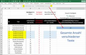 Auch wenn anzahl2 gegenüber anzahl schon eine etwas erweiterte funktionalität mitbringt, da sich auch. Excel Gesamte Haufigkeit Anzahl Von Texten Berechnen Codedocu De Office 365