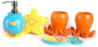 Nature home decor pistachio onyx 4 piece bathroom accessory set w/ vanity tray, stone in yellow | wayfair 300po349vt wayfair on sale for $185.44 original price $243.00 $ 185.44 $243.00 20 Kids Bathroom Accessories For Girls Home Design Lover Kids Bathroom Accessories Kids Bathroom Sets Kids Bathroom