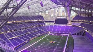 Look The New Vikings Stadium Is Unofficially Purple Heaven Vikings Stadium Vikings Minnesota Vikings Football