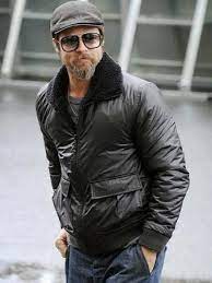 Brad Pitt Bomber Leather Jacket Top Celebs Jackets Leather Jacket Men Leather Jacket Style Leather Jacket