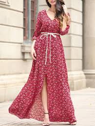 Jul 09, 2021 · sie strahlen leichtigkeit aus: Rot Blumen Gurtel Schlitz Flowy V Ausschnitt Langarm Elegantes Sommer Boho Maxikleid Strandkleider Maxikleider Kleider