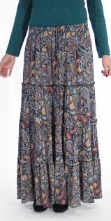 > robes & jupes bohème. Jupe Boheme Maxi A Volants Et Motifs Cachemire Colores Coline