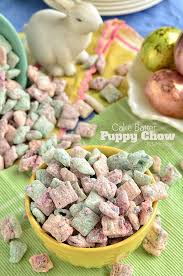 This can also be made dairy free by using the right chocolate and a butter substitute like margarine. Cake Batter Puppy Chow Recipe