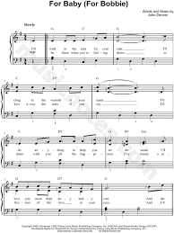 John Denver For Baby For Bobbie Sheet Music Easy Piano In G Major Transposable Download Print Sku Mn0130910