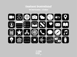 Aesthetic Black Ios 14 App Icons Pack 108 Icons 1 Color Etsy Black App App Icon App Store Icon