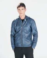 Blue Leather Jacket With Hood Pennzq Blue Leather Jacket Leather Jacket With Hood Faux Leather Jackets