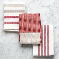 Red Set Of 3 Cuisine Towels Cotton Towels Accent Pieces Towel