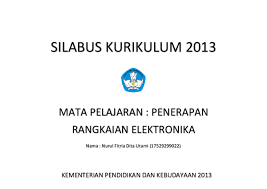 Perencanaan rangkaian elektronika durasi pembelajaran : Silabus Penerapan Rangkaian Elektronika Kurikulum 2013