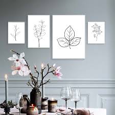 Free for commercial use no attribution required high quality images. Line Drawing Leaf Flowers Trees Posters Prints Concise Canvas Painting On The Wall For Living Room Home Decor Wall Art Pictures Painting Calligraphy Aliexpress
