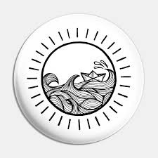 Sun tattoos are classic and always popular. Ocean Sun Minimalist Tattoo Design Ocean Sun Tattoo Pin Teepublic De