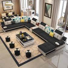 Luxury Modern U Shaped Sectional Fabric Sofa Set With Ottoman Corner Sofa Design Corner Sectional Sofa Luxury Sofa Design