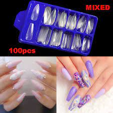 Once you've found the right. 100pcs Acrylic Mixed Long False Nails Ballerina Stiletto Fake Nails Diy Press On Nails Clear Natural White Full Cover Nails Tip False Nails Aliexpress