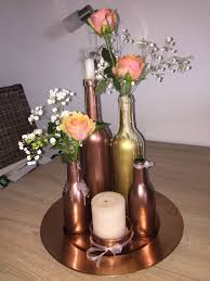 Hochzeit Wedding Diy Kupfer Kupfergold Dekoration Flaschen Flaschendeko Schleierkraut Einmachglas Geschenke Hochzeit Deko Dekoration