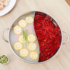 不锈钢加厚家用鸳鸯锅火锅盆带盖电磁炉专用 chinese hotpot hot pot restaurant design