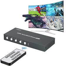 PWAY HDMI Quad Multi-Viewer 4x1 Seamless Switcher, HDMI Multiviewer Switch  Support 4K@30Hz and IR Remote, 3.5mm Audio Extractor to Stereo, 4 Viewing  Modes for Security Camera, Gaming and Movies: Amazon.co.uk: Electronics &