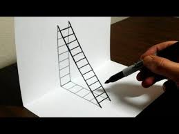 Step by step beginner 3d drawings easy. How To Draw A 3d Ladder Trick Art For Kids Youtube