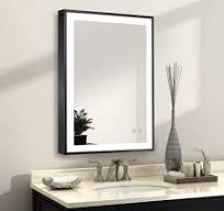 Rectangle Lighted LED Bathroom and Vanity Mirror 24 X 36 Inch Framed with  Anti Fog, Adjustable Light Color and Dimmer Touch Sensors (Champagne Gold)