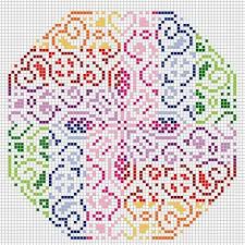 Rainbow Mandala Cross Stitch Patterns Biscornu Cross