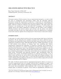 As wikipedia defines it, a reflective writing is an analytical practice in which the writer describes a real or imaginary scene, event, interaction, passing thought, memory, form, adding a personal statement. Pdf Organizing Reflective Practice
