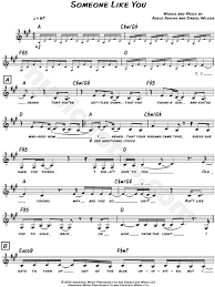 Adele Someone Like You Sheet Music Leadsheet In A Major Transposable Download Print Jose Luis Luis
