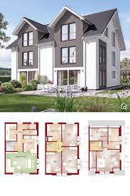 modernes doppelhaus mit satteldach architektur grundriss gross 6 zimmer 195 qm 3 etagen 3 kinderzimmer h haus grundriss doppelhaus grundriss bauplan haus