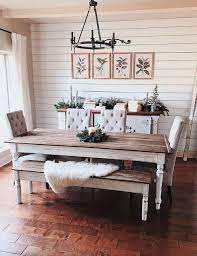 In addition to tables, we also offer other dining room furniture. Classic Barnwood Farmhouse Table With Distressed Antique White Base And Optional Ben Farmhouse Dining Room Table Dining Table With Bench Farmhouse Dining Table