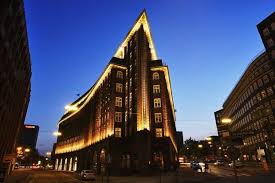 People walk outside the modern hamburg airport. Chilehaus Hamburg Building Germany Hamburg