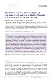 Pdf Children S Online Use Of Word Order And Morphosyntactic Markers In Tagalog Thematic Role Assignment An Eye Tracking Study
