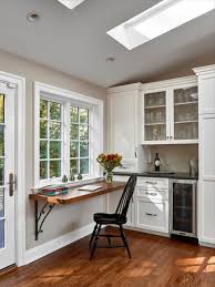 The closet thing that i have to a desk is this spot at the far end of our kitchen with shallow cabinetry and a butcher block countertop. Built In Kitchen Desk Ideas Photos Houzz