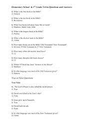 What is the first book in the bible? 2013 Sample Elementary Bible Trivia Questions