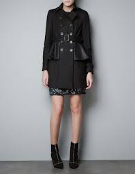 Black Leather Peplum Trench Coat Coats Woman Zara United States Tuch Mantel Leder Trenchcoat
