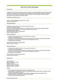 instructor resume example