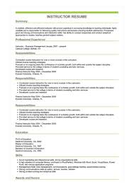 instructor resume samples resume format