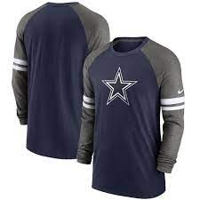 Dallas Cowboys Nike Dri Fit Cotton Long Sleeve Raglan T Shirt Mens