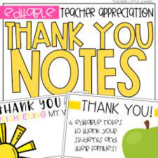 Personalize your custom trophy with engraving. Teacher Appreciation Thank You Notes By Teaching Little Leaders Tpt