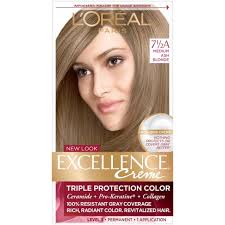 While you can always go to the salon to get an ash blonde color, it's also possible to do it at home. L Oreal Paris Excellence Triple Protection Permanent Hair Color 6 3 Fl Oz 7 5 A M Ash Blonde 1 Kit Target